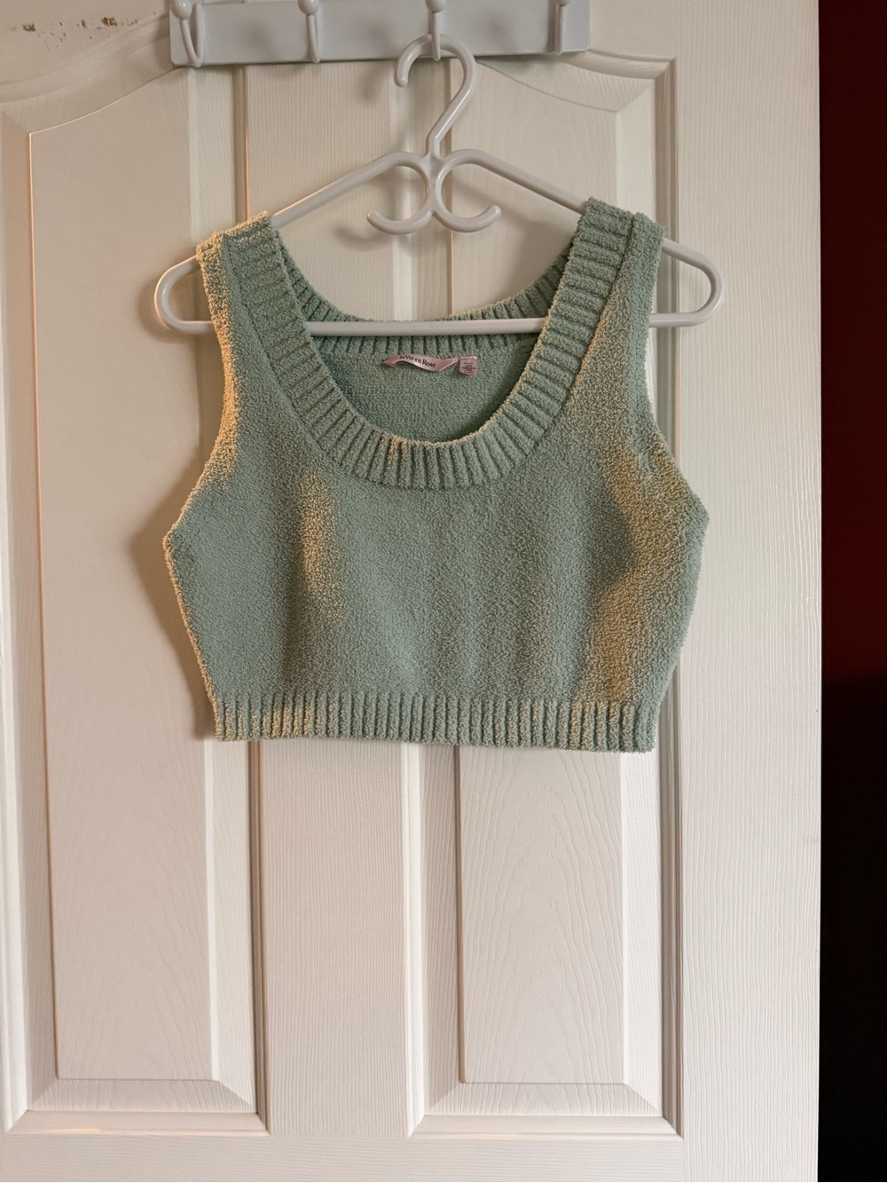 La Vie En Rose Sage Green Knit Cropped Tank